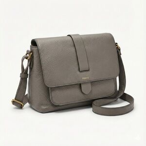 Fossil Taupe Leather Crossbody Bag